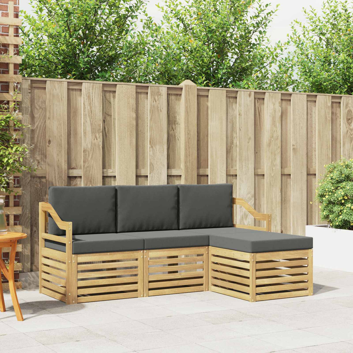 Buiten bankenset 4 pcs Wit en antracietkleurig is nu te koop bij PeponiXL, paradijselijk wonen!