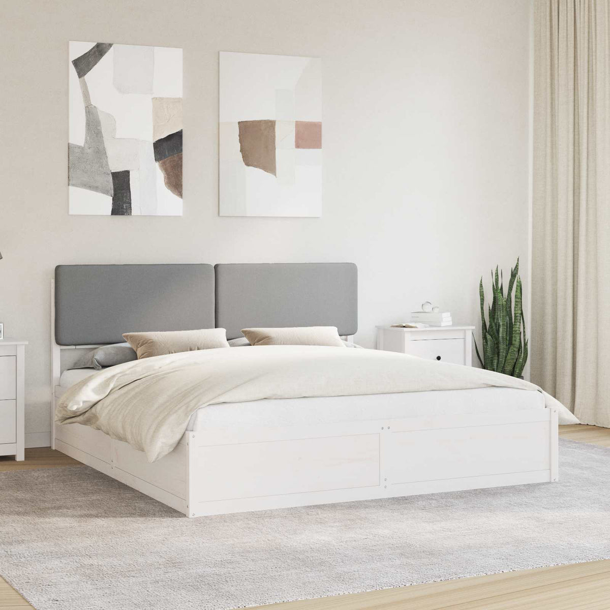Bedframe met Gevoerd Hoofdgedeelte Lichtgrijs 180 x 200 cm is nu te koop bij PeponiXL, paradijselijk wonen!