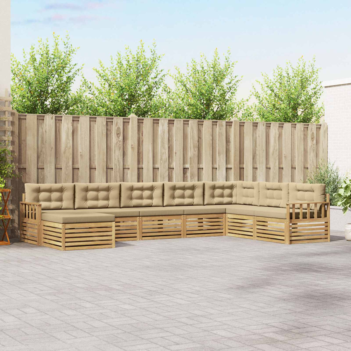 Buiten bankenset met kussen 8 pcs Wit en Beige is nu te koop bij PeponiXL, paradijselijk wonen!