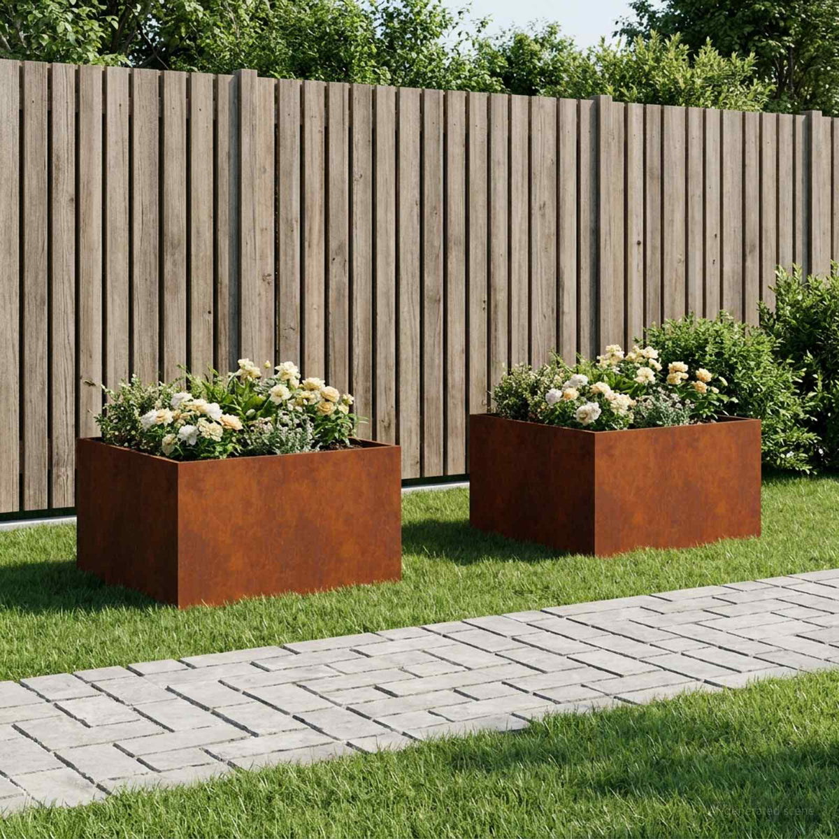 Plantenbak 2 st Roestkleurig 60 x 60 x 40 cm weervast staal is nu te koop bij PeponiXL, paradijselijk wonen!