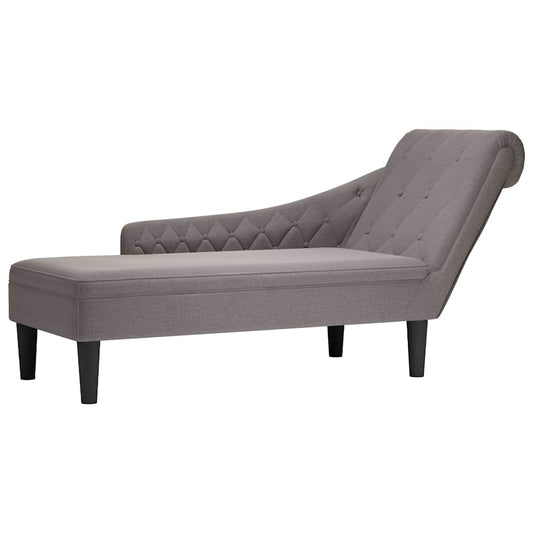 Chaise longue met kussen en rechterarmleuning stof taupe is nu te koop bij PeponiXL, paradijselijk wonen!