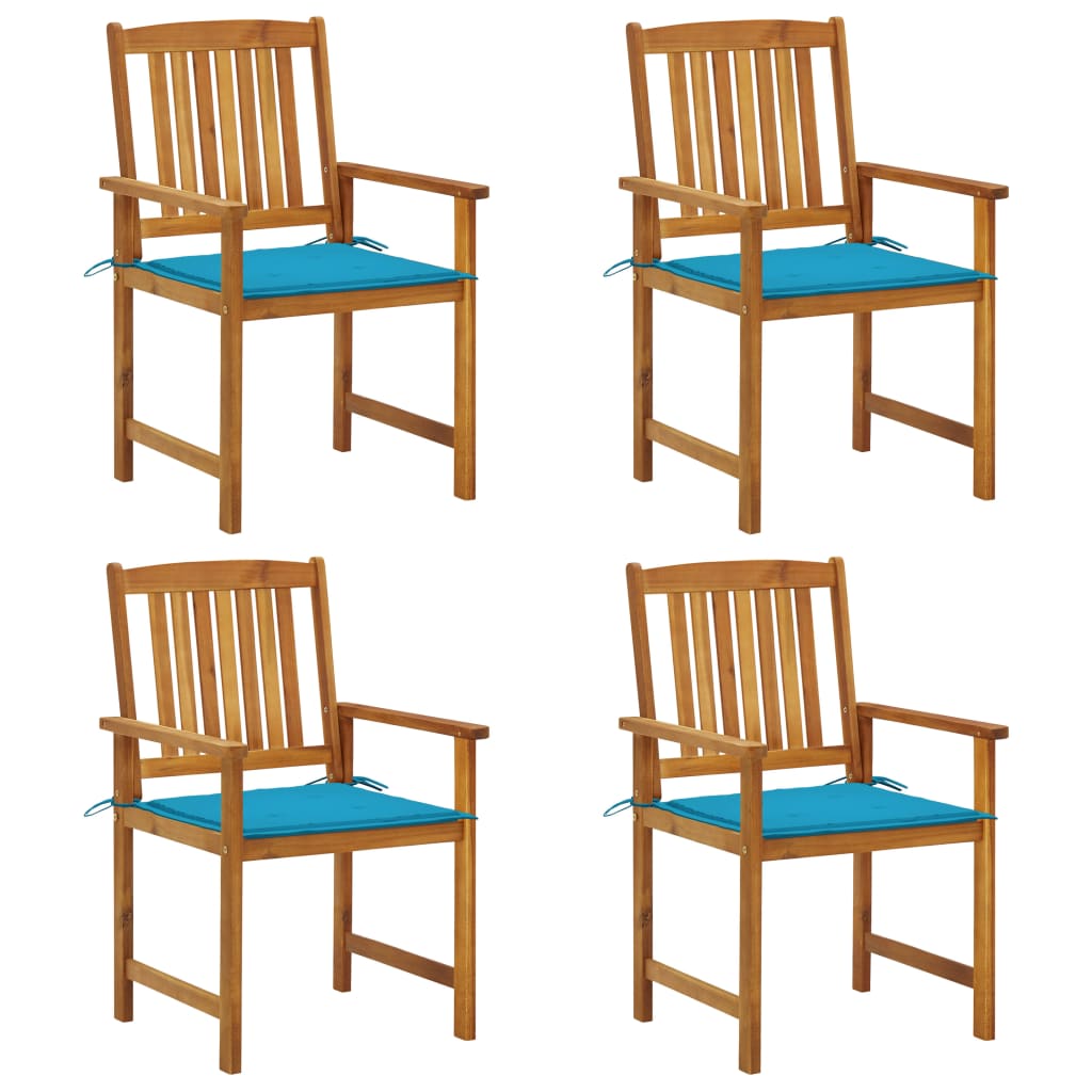 Tuinstoelen 4 st met kussens massief acaciahout is nu te koop bij PeponiXL, paradijselijk wonen!
