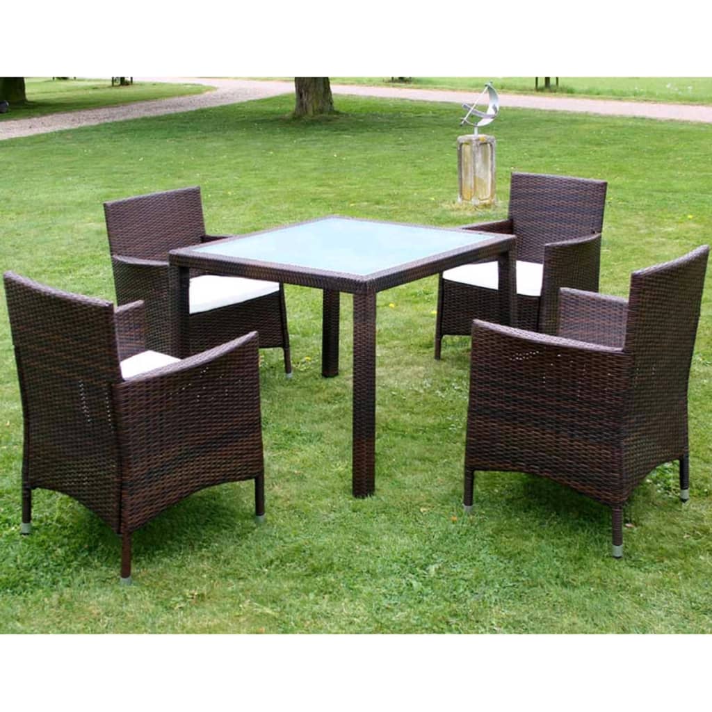 5-delige Tuinset met kussens poly rattan bruin is nu te koop bij PeponiXL, paradijselijk wonen!