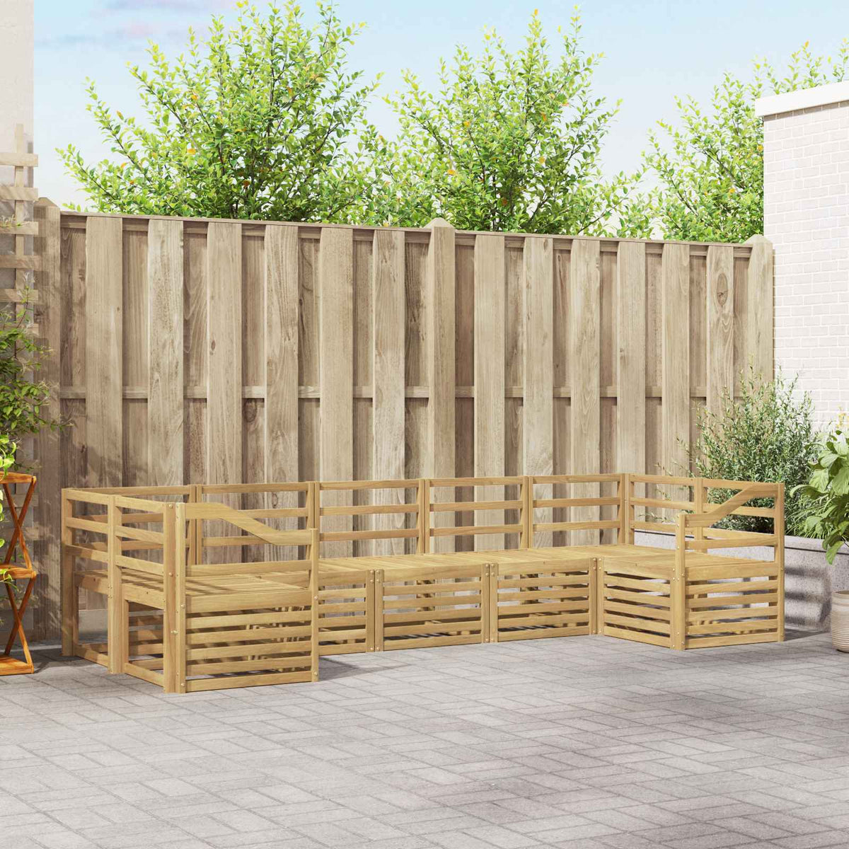 Buiten bankenset 7 pcs Wit 304 x 126,5 x 73 cm is nu te koop bij PeponiXL, paradijselijk wonen!