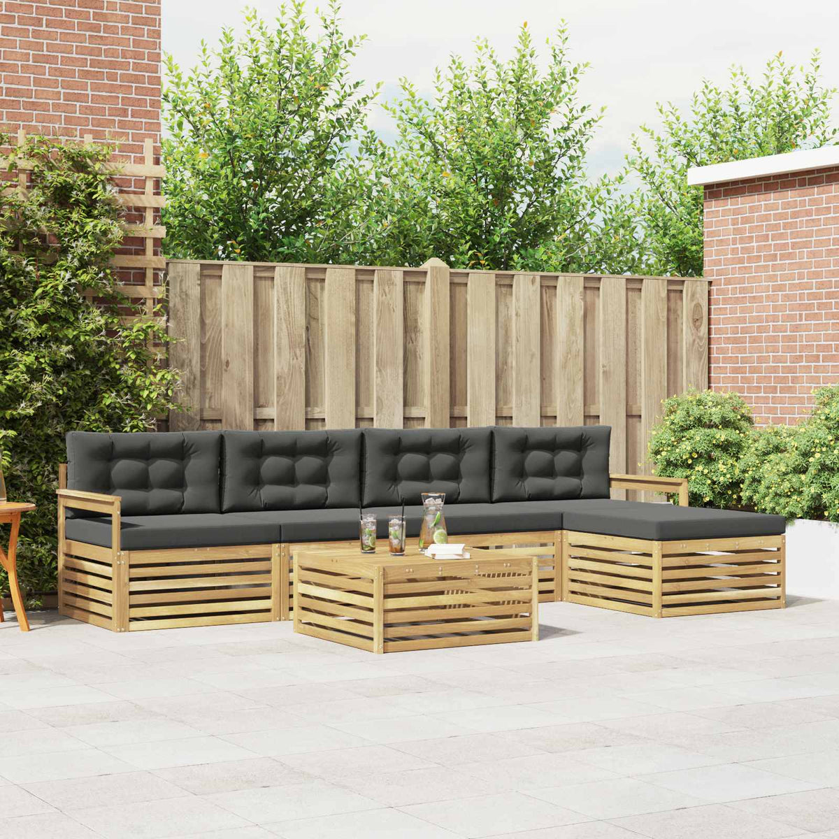 Buiten bankenset 7 pcs Wit en antracietkleurig Polyester is nu te koop bij PeponiXL, paradijselijk wonen!