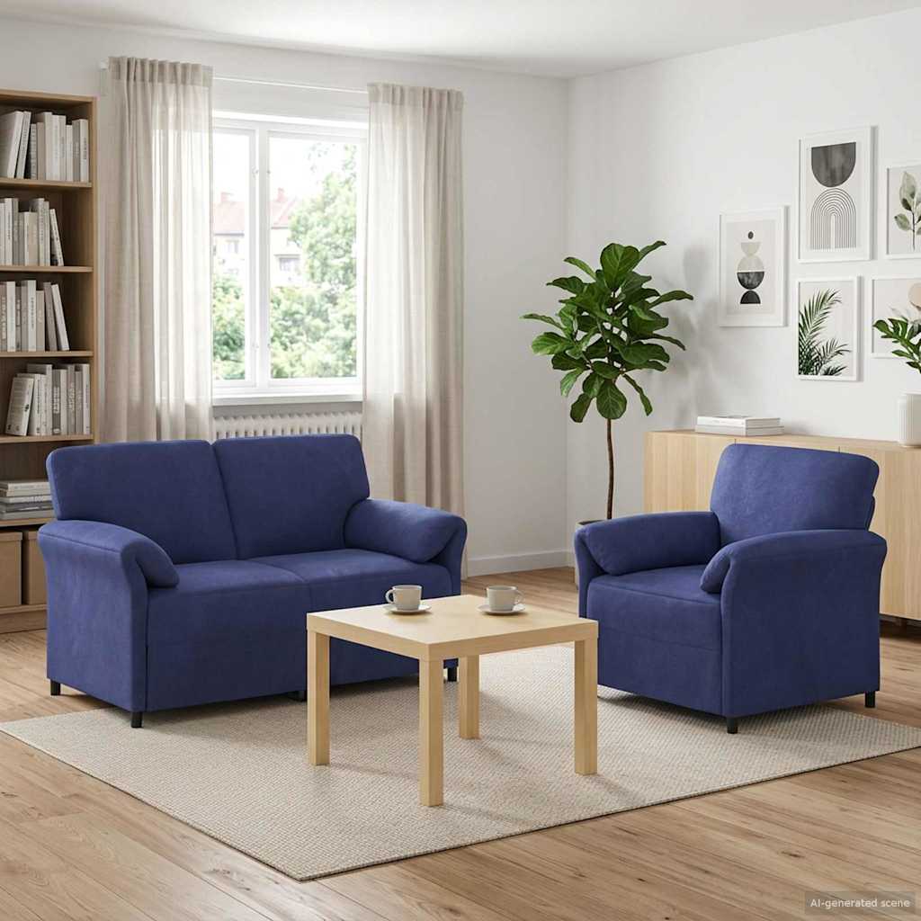Bankstel 2 st Politieblauw Fluweel is nu te koop bij PeponiXL, paradijselijk wonen!