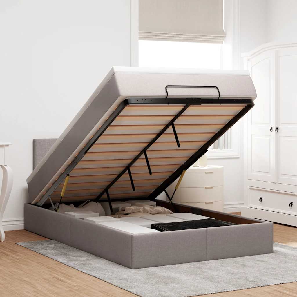 Ottoman bed met matras 120x190 cm stof taupe is nu te koop bij PeponiXL, paradijselijk wonen!