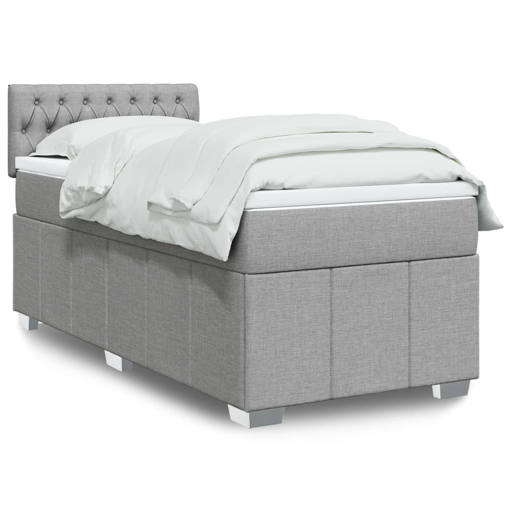 Boxspring met matras stof lichtgrijs 90x200 cm is nu te koop bij PeponiXL, paradijselijk wonen!