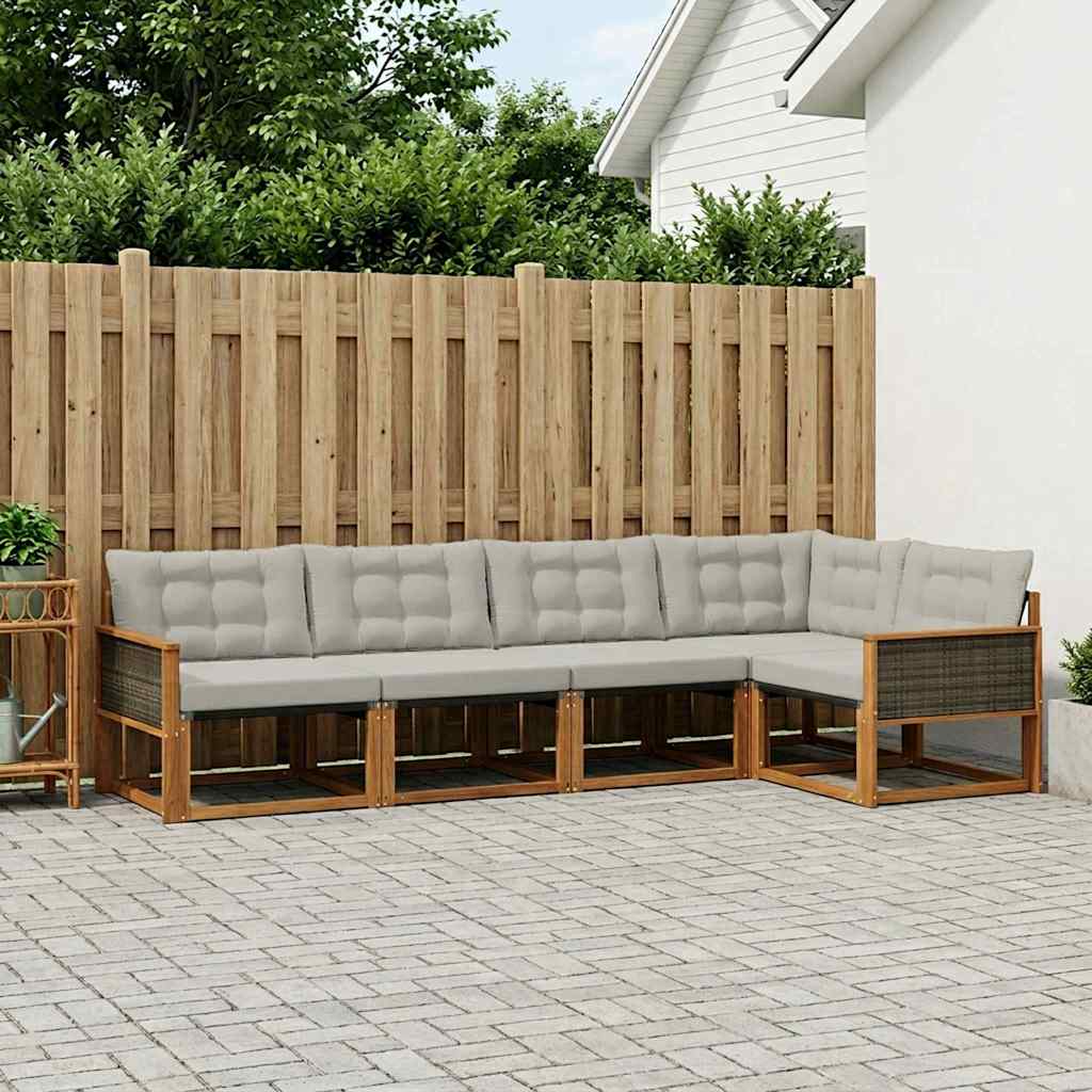 Buiten bankenset met kussen 7 pcs Naturel en lichtgrijs is nu te koop bij PeponiXL, paradijselijk wonen!