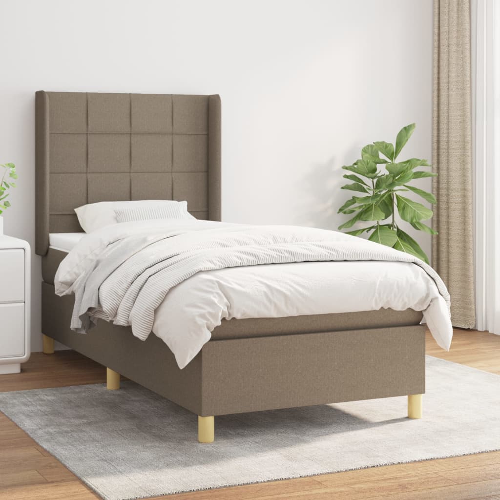 Boxspring met matras stof taupe 90x200 cm is nu te koop bij PeponiXL, paradijselijk wonen!