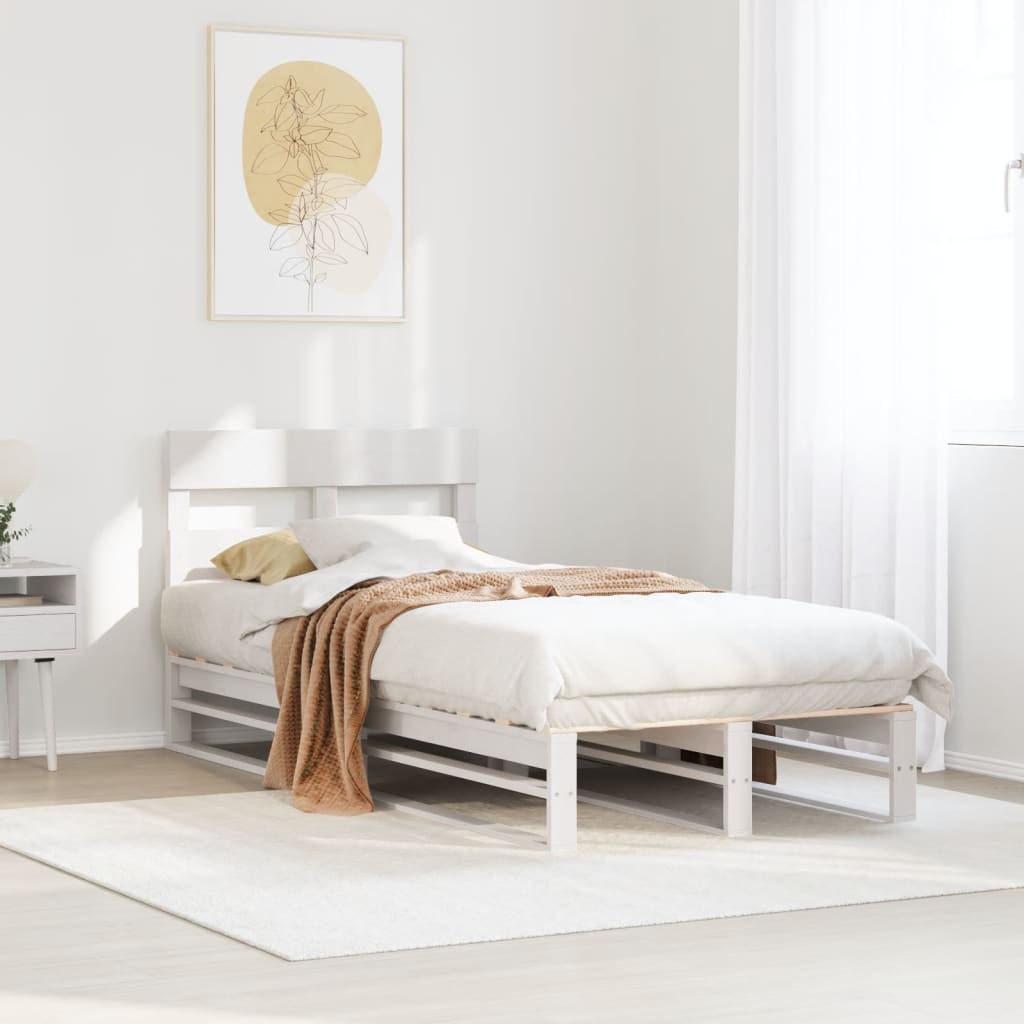 Bedframe zonder matras massief grenenhout wit 140x200 cm is nu te koop bij PeponiXL, paradijselijk wonen!