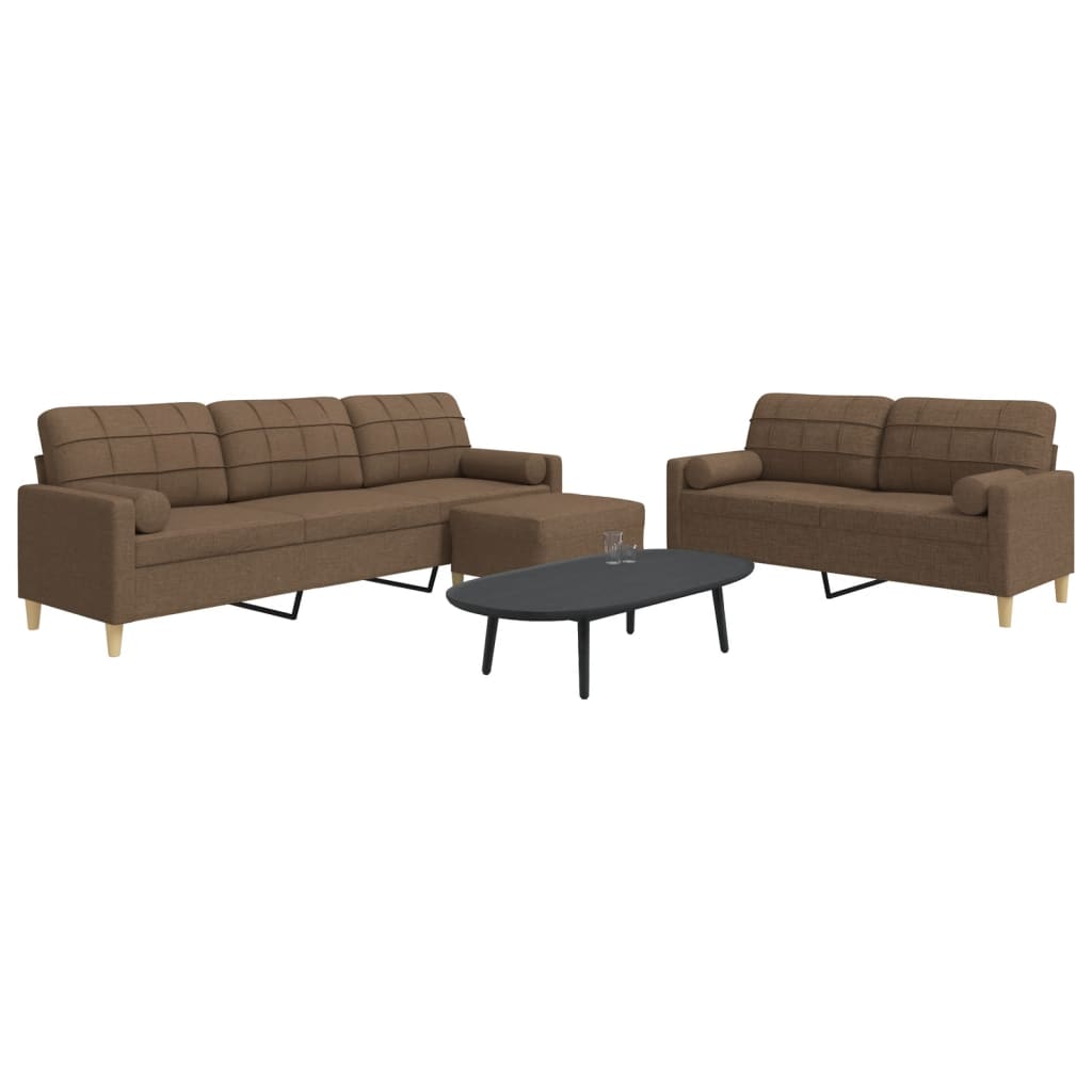 3-delige Loungeset met voetenbank en kussens stof bruin is nu te koop bij PeponiXL, paradijselijk wonen!