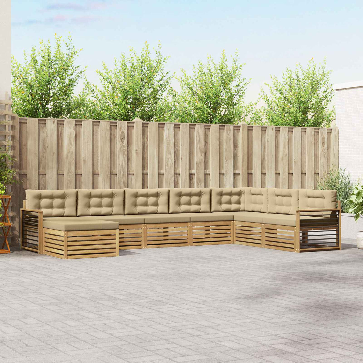 Buiten bankenset met kussen 8 pcs Wit en Beige is nu te koop bij PeponiXL, paradijselijk wonen!