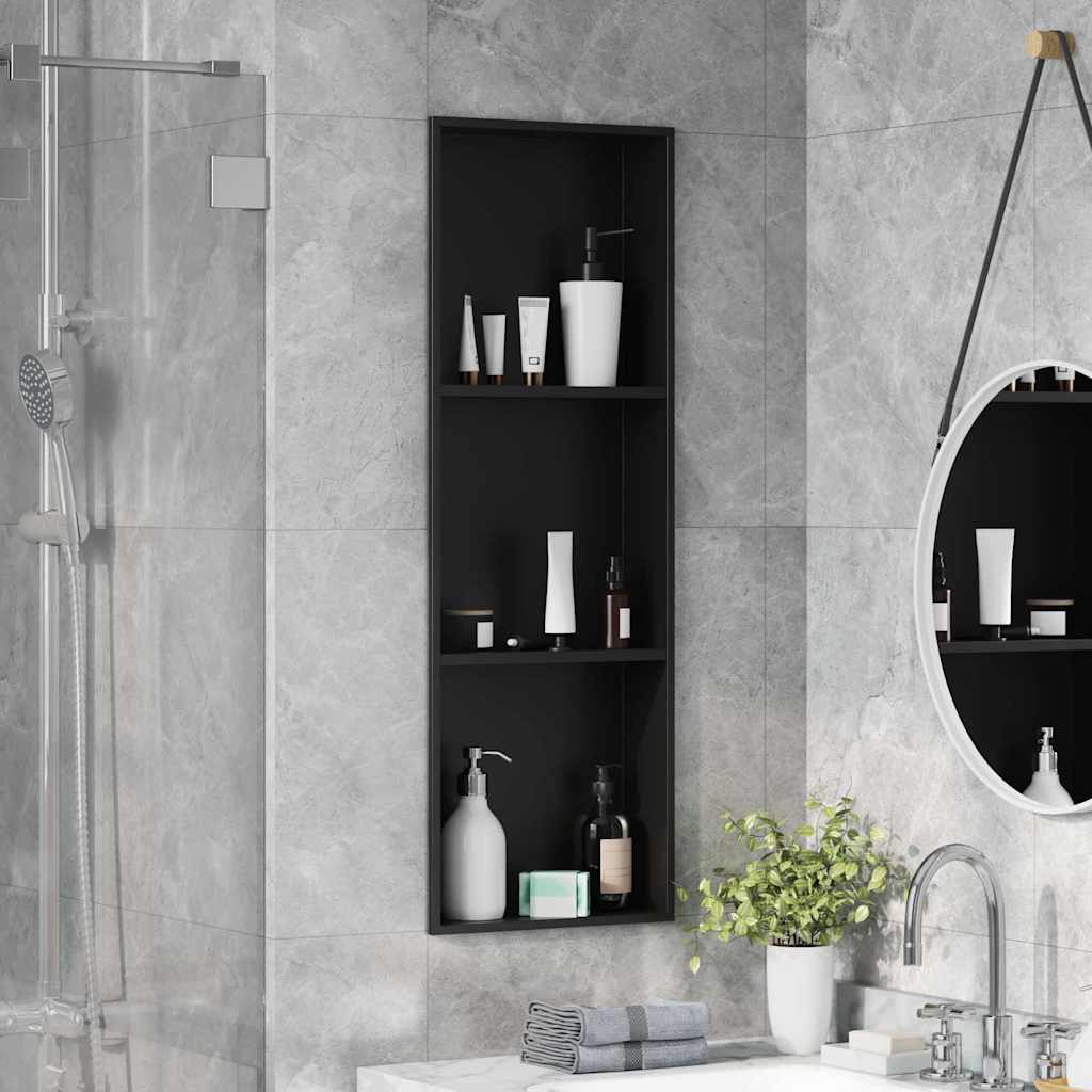 Inbouwnis douche Zwart 92 x 32 x 10 cm Roestvrij staal is nu te koop bij PeponiXL, paradijselijk wonen!