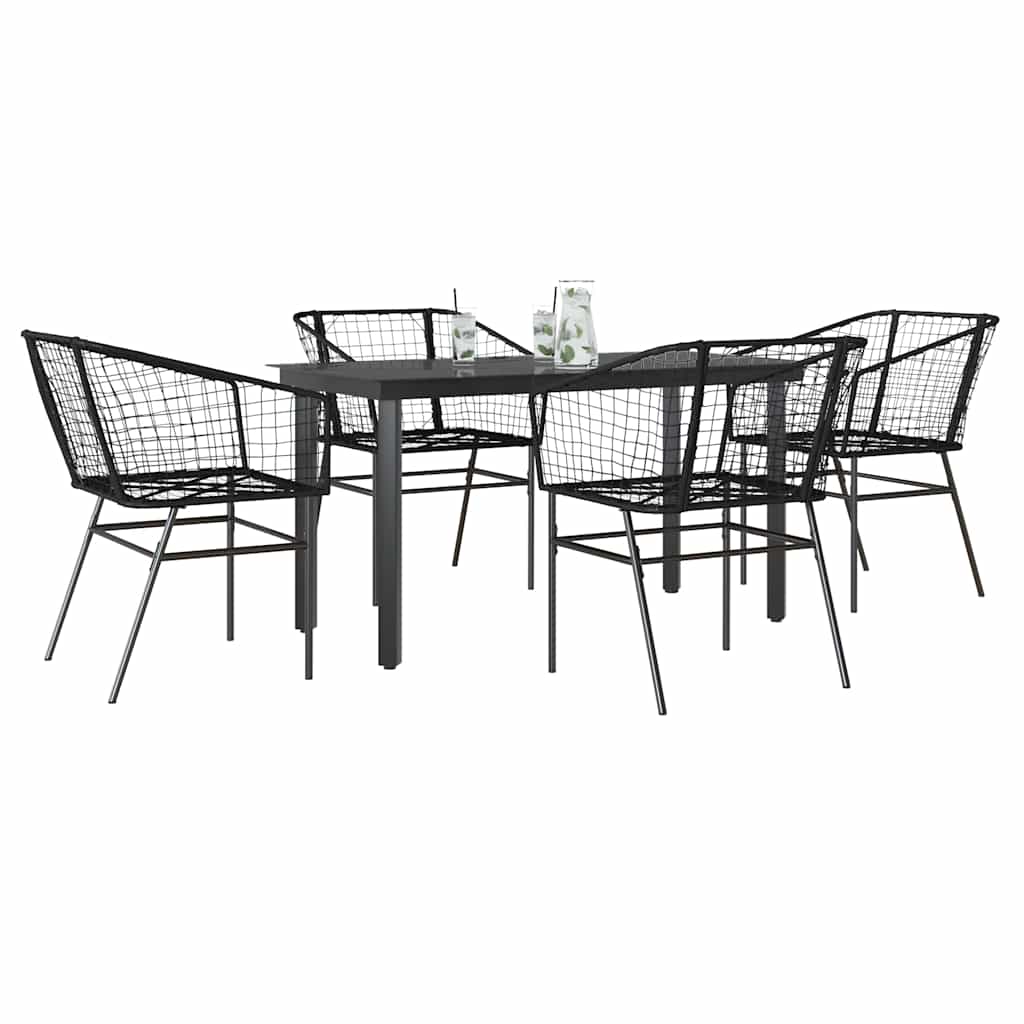 5-delige Tuinset poly rattan glas zwart is nu te koop bij PeponiXL, paradijselijk wonen!