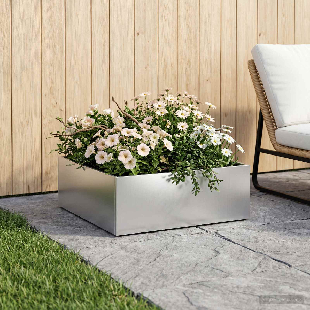 Plantenbak zilver 60 x 60 x 20 cm Gegalvaniseerd staal is nu te koop bij PeponiXL, paradijselijk wonen!