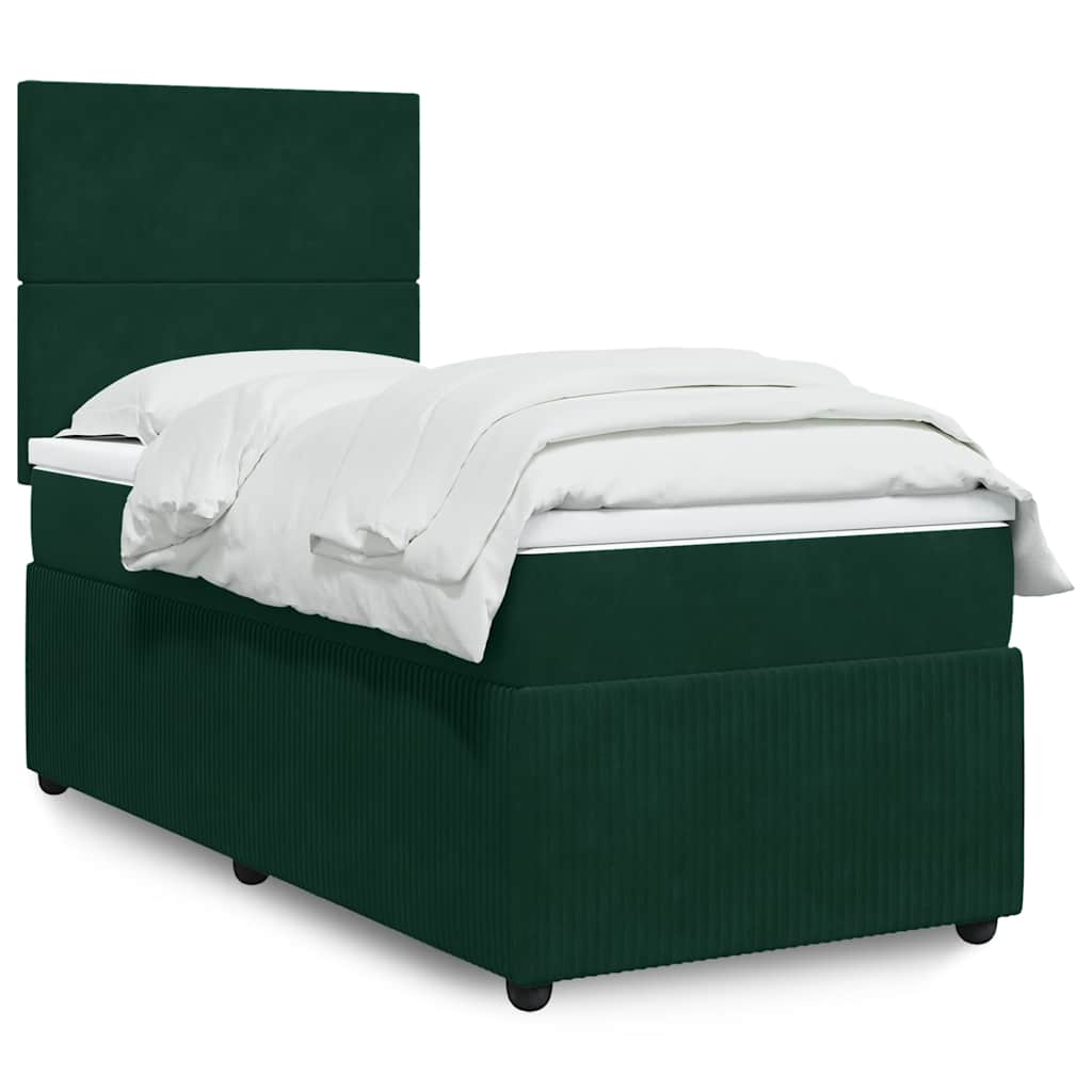 Boxspring met matras fluweel donkergroen 100x200 cm is nu te koop bij PeponiXL, paradijselijk wonen!