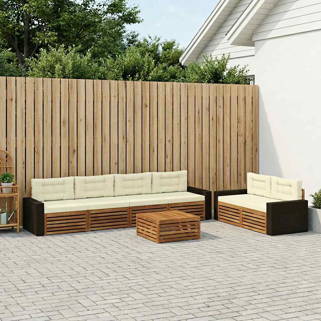Buiten bankenset met kussen 7 pcs Natuurlijk en Crème Polyester is nu te koop bij PeponiXL, paradijselijk wonen!