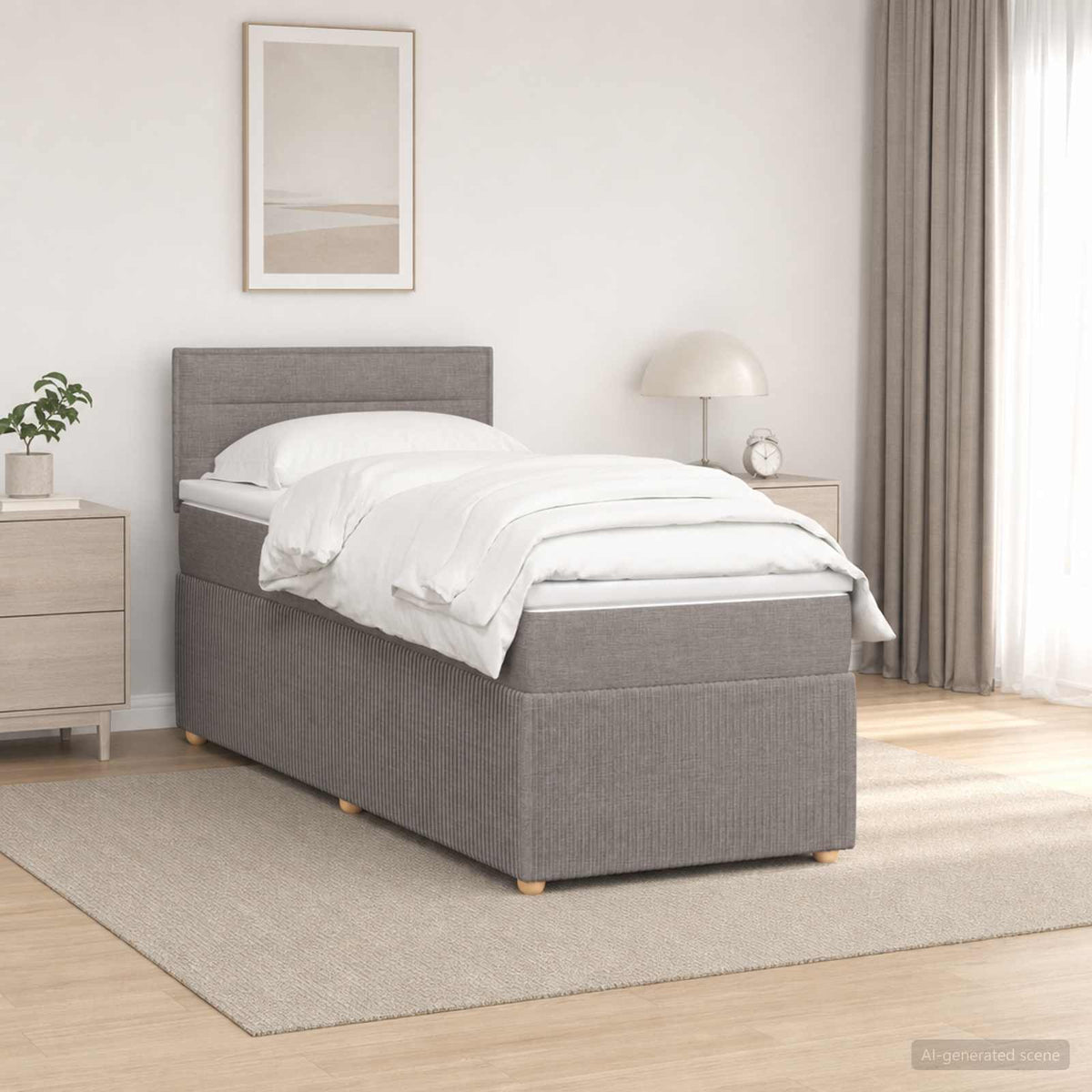Boxspringbed met matras met hoofdeinde Taupe 80 x 200 cm Stof is nu te koop bij PeponiXL, paradijselijk wonen!