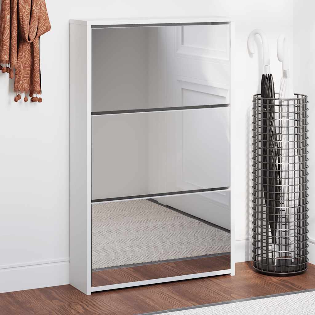 Schoenenkast drielaags met spiegel 63x17x102,5 cm wit is nu te koop bij PeponiXL, paradijselijk wonen!