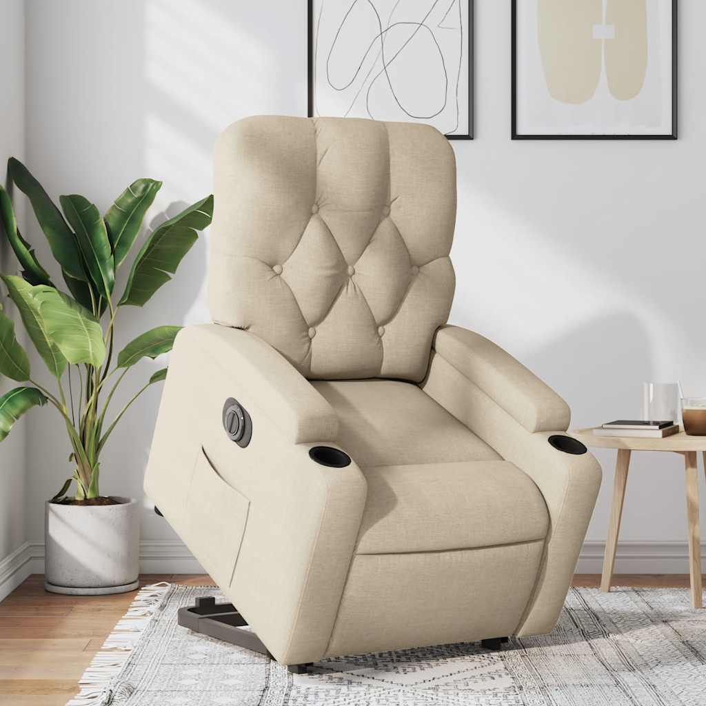 Sta-op-stoel elektrisch verstelbaar stof crèmekleurig is nu te koop bij PeponiXL, paradijselijk wonen!