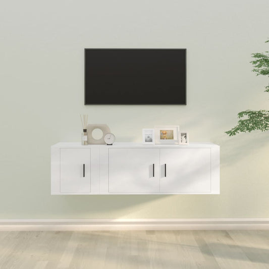 2-delige Tv-meubelset bewerkt hout wit is nu te koop bij PeponiXL, paradijselijk wonen!