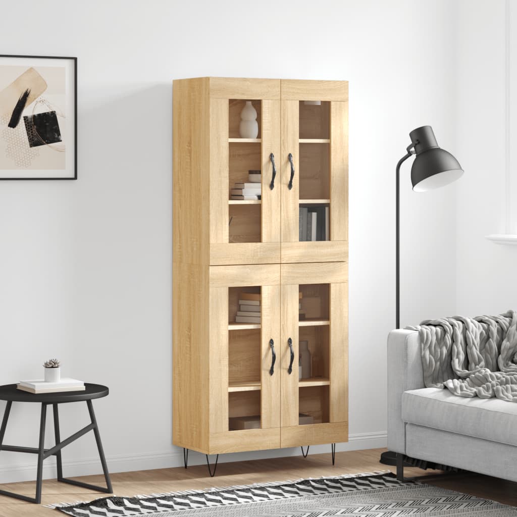 Hoge kast 69,5x34x180 cm bewerkt hout sonoma eikenkleurig is nu te koop bij PeponiXL, paradijselijk wonen!