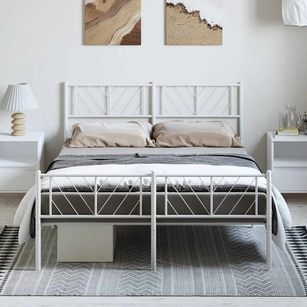 Bedframe met hoofd- en voeteneinde metaal wit 135x190 cm is nu te koop bij PeponiXL, paradijselijk wonen!