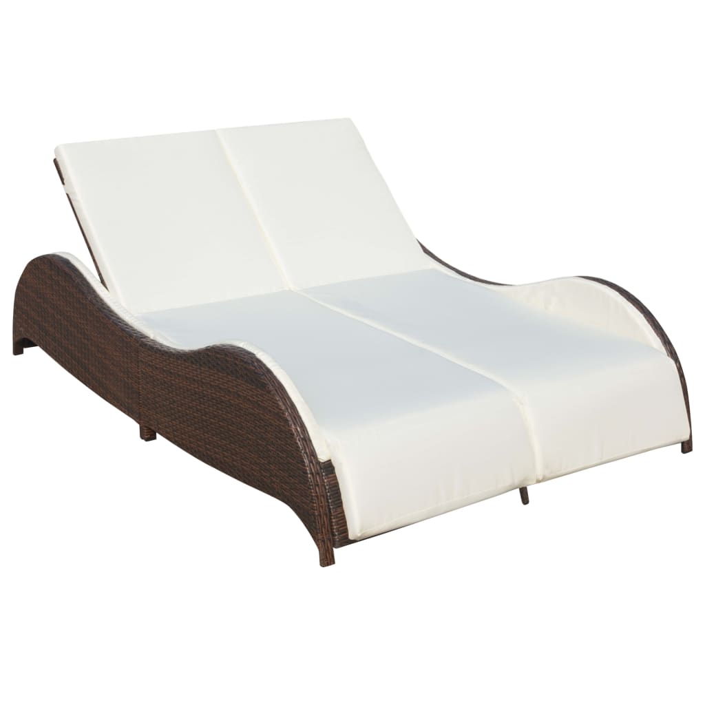 Ligbed tweepersoons met kussen poly rattan bruin is nu te koop bij PeponiXL, paradijselijk wonen!