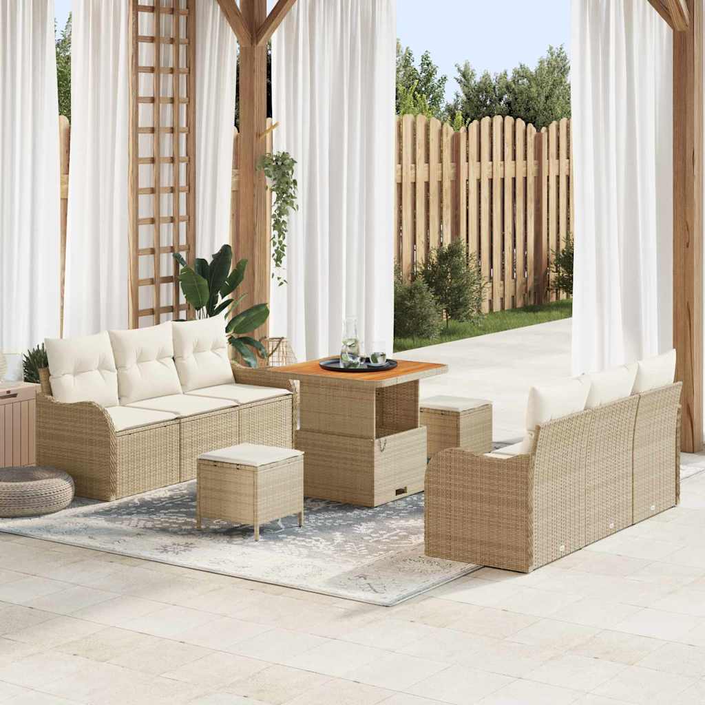 Tuin Sofa Set 9 st 8-Aantal zitplaatsen Beige en Crème is nu te koop bij PeponiXL, paradijselijk wonen!