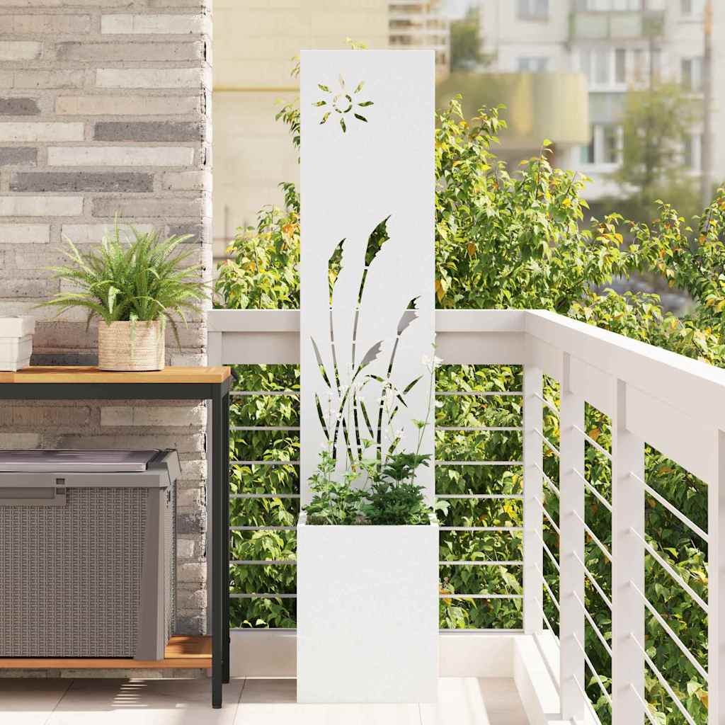 Tuin Privacy Screen Fretwerk Wit 32 x 150 cm Koudgewalst staal is nu te koop bij PeponiXL, paradijselijk wonen!