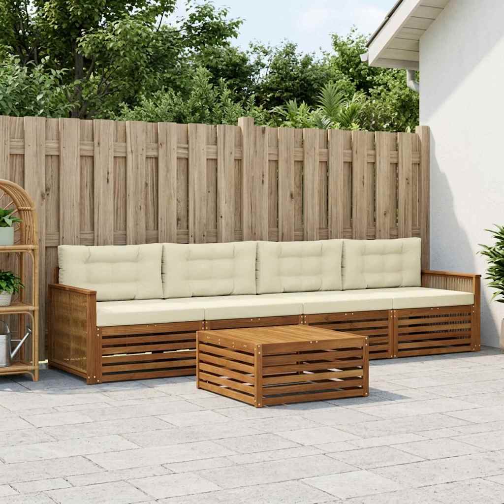 Buiten bankenset met kussen 5 pcs Natuurlijk en Crème is nu te koop bij PeponiXL, paradijselijk wonen!