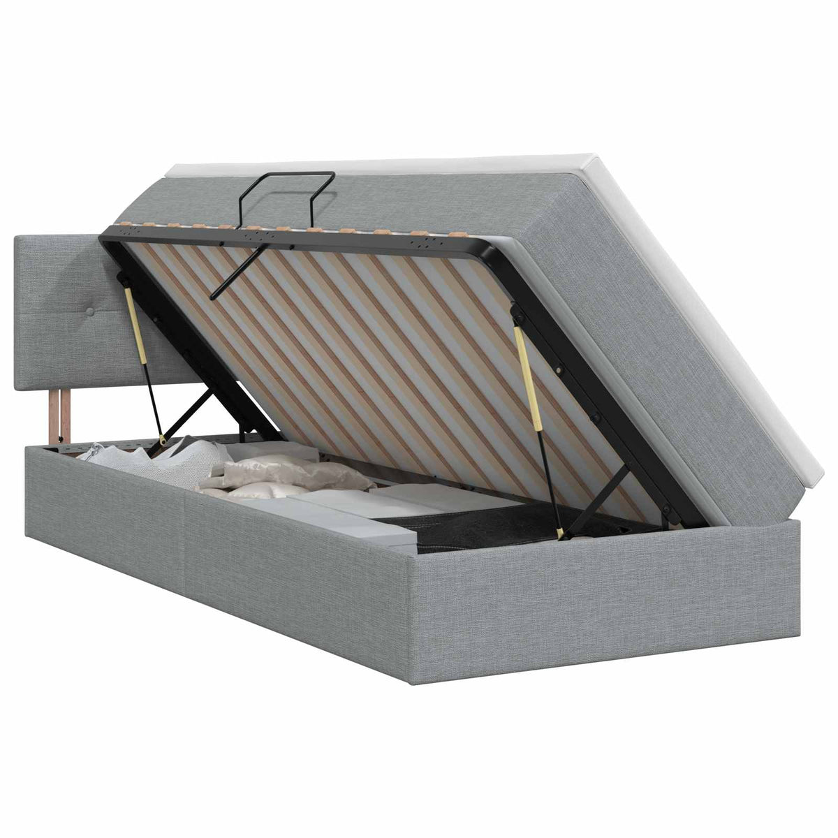 Opbergbed met matras Lichtgrijs 90 x 200 cm fluweel is nu te koop bij PeponiXL, paradijselijk wonen!