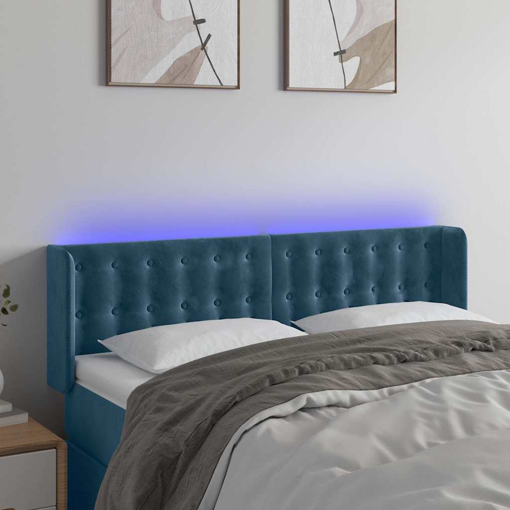 Hoofdbord LED 147x16x78/88 cm fluweel donkerblauw is nu te koop bij PeponiXL, paradijselijk wonen!