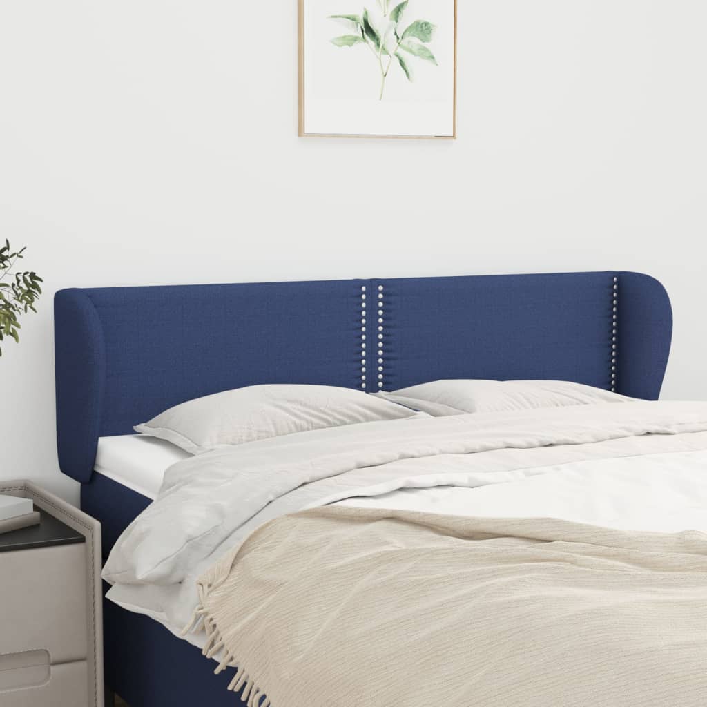 Hoofdbord met randen 147x23x78/88 cm stof blauw is nu te koop bij PeponiXL, paradijselijk wonen!