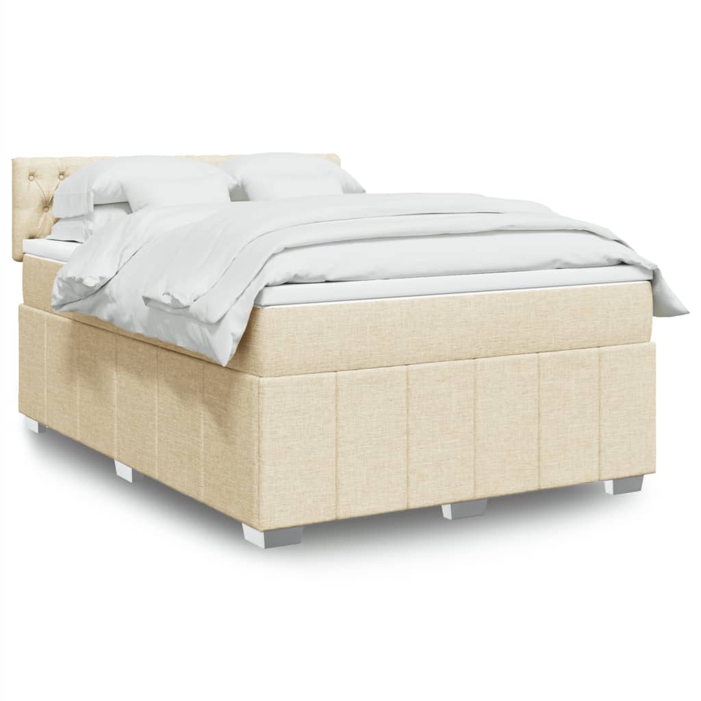 Boxspring met matras stof crèmekleurig 140x200 cm is nu te koop bij PeponiXL, paradijselijk wonen!