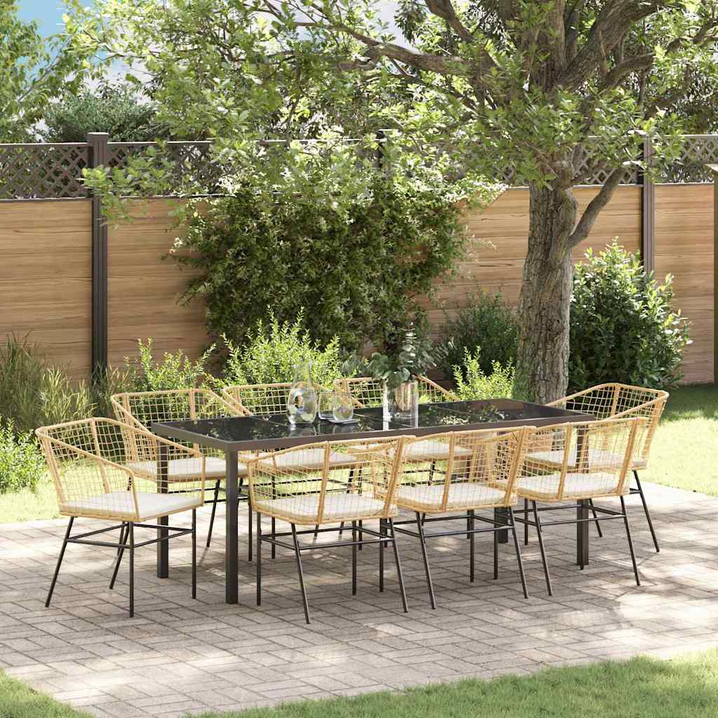 Tuin eettafelset 9 pcs Bruin poly rattan is nu te koop bij PeponiXL, paradijselijk wonen!