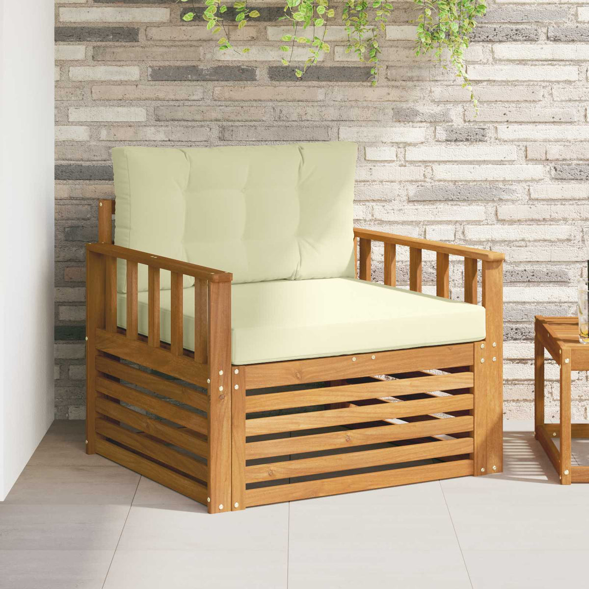 Tuinbank Massief Acaciahout en Polyester Natuurlijk en Crème is nu te koop bij PeponiXL, paradijselijk wonen!