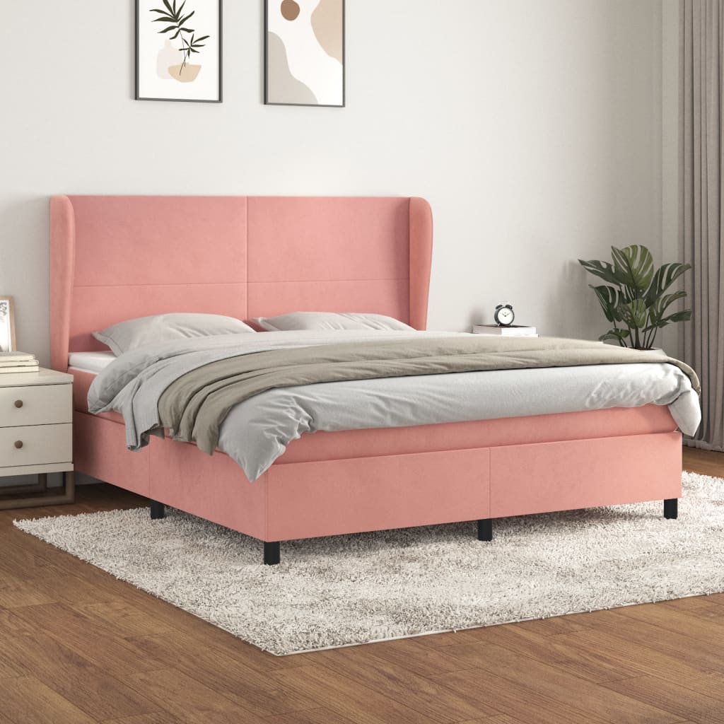 Boxspring met matras fluweel roze 180x200 cm is nu te koop bij PeponiXL, paradijselijk wonen!