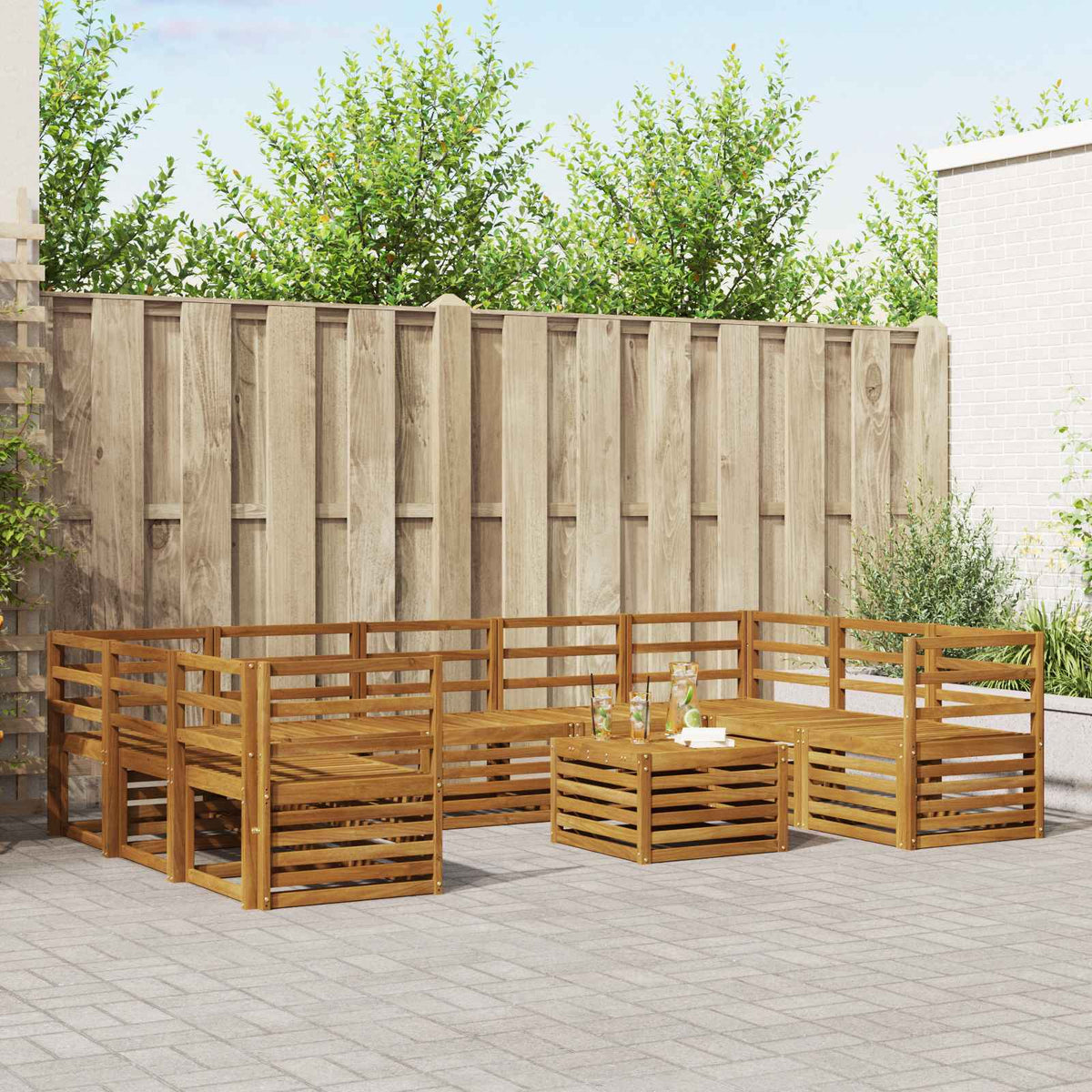 Sofa-Sets 10 pcs Naturel Massief Acaciahout is nu te koop bij PeponiXL, paradijselijk wonen!