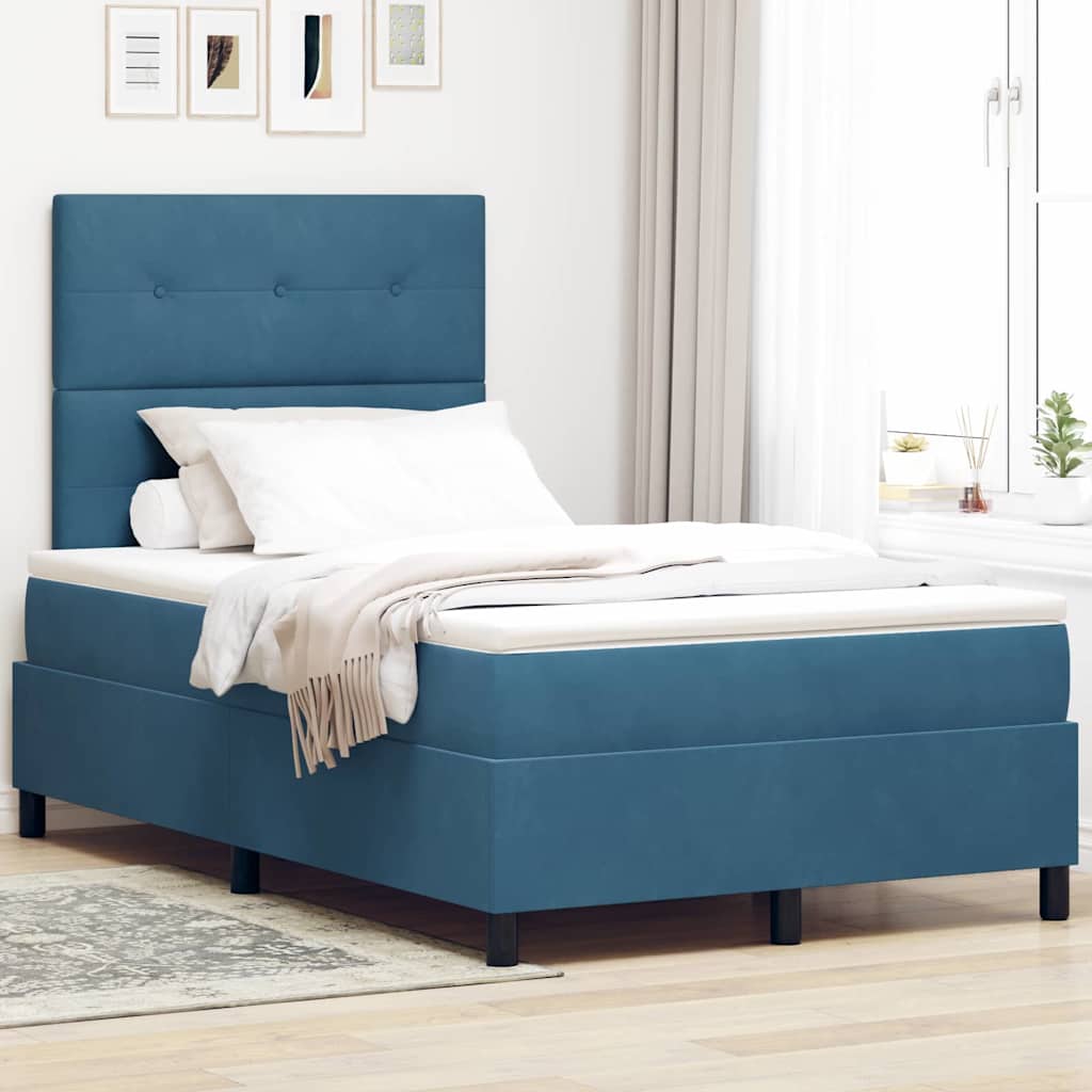 Boxspringbed met matras Donkerblauw 120 x 190 cm Fluweel is nu te koop bij PeponiXL, paradijselijk wonen!