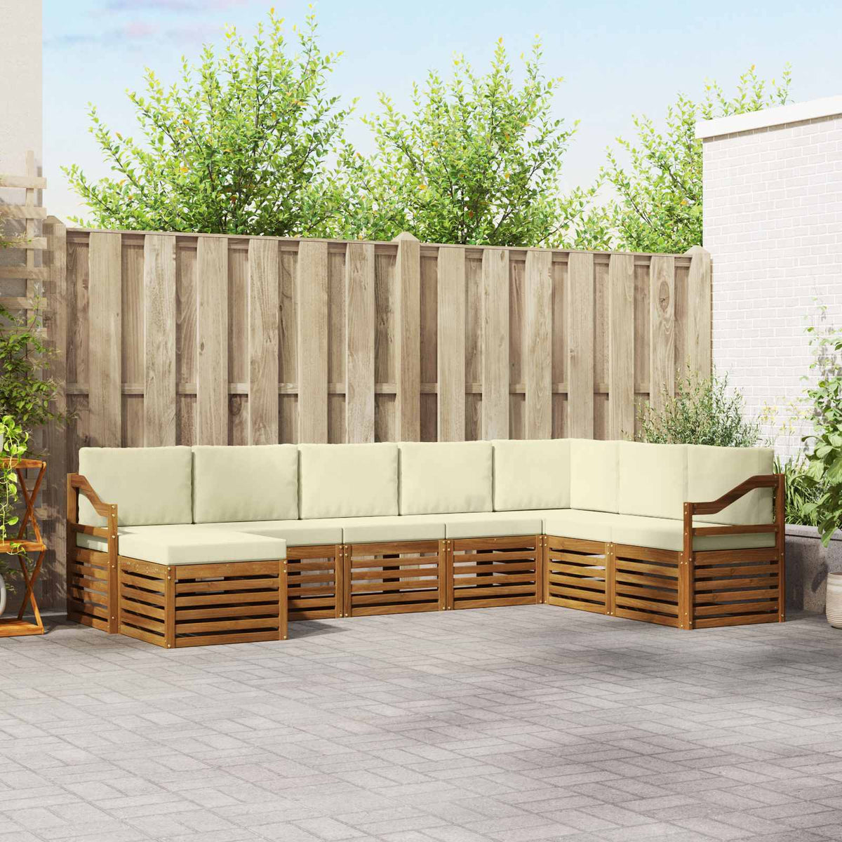Buiten bankenset 8 pcs Natuurlijk en Crème Massief Acaciahout is nu te koop bij PeponiXL, paradijselijk wonen!