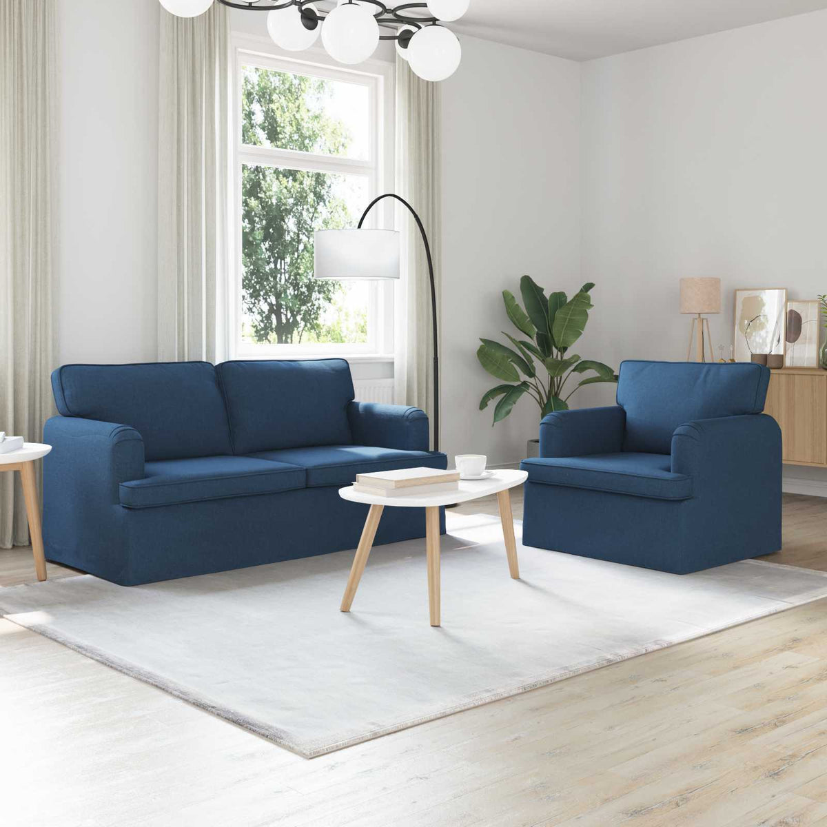 Bankstel 2 pcs Blauw 162 x 80 x 85 cm Stof is nu te koop bij PeponiXL, paradijselijk wonen!