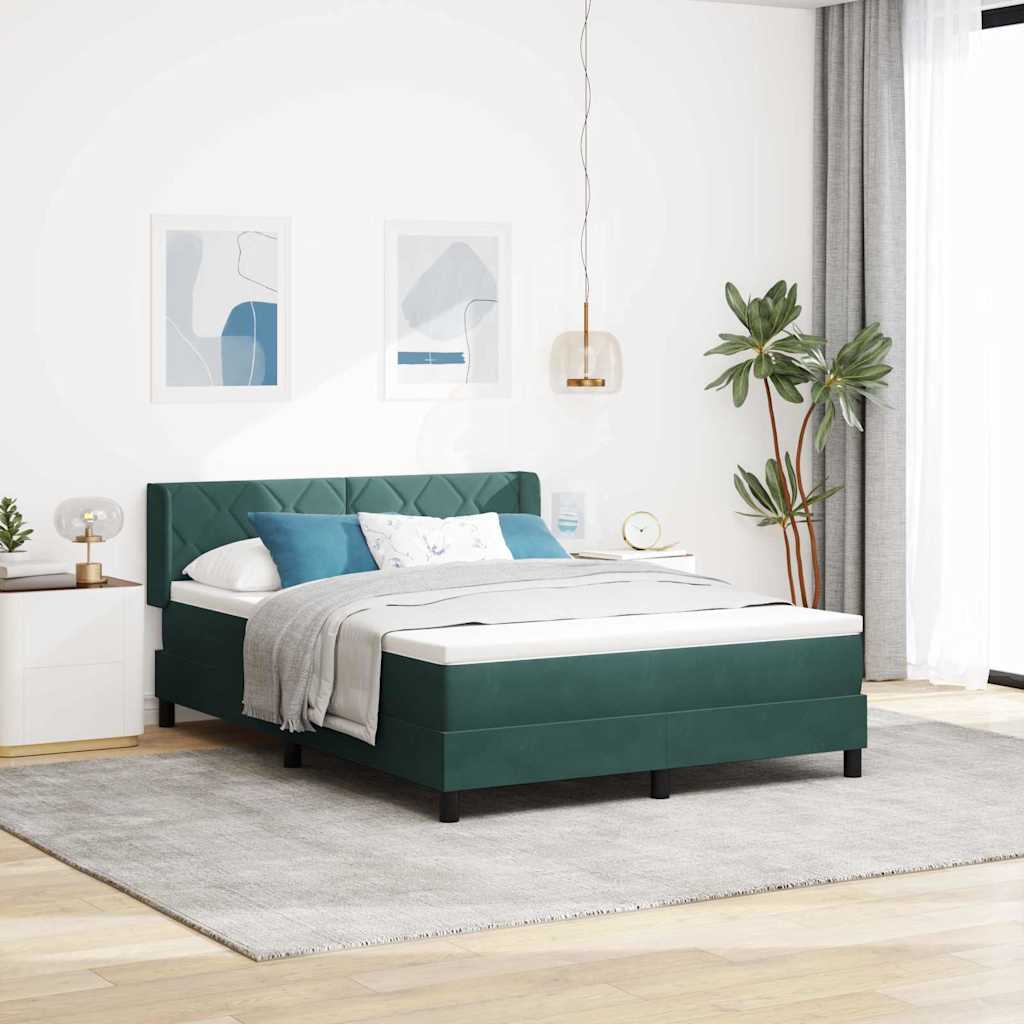 Boxspringbed met hoofdeinde Donkergroen 200 x 140 cm Fluweel is nu te koop bij PeponiXL, paradijselijk wonen!