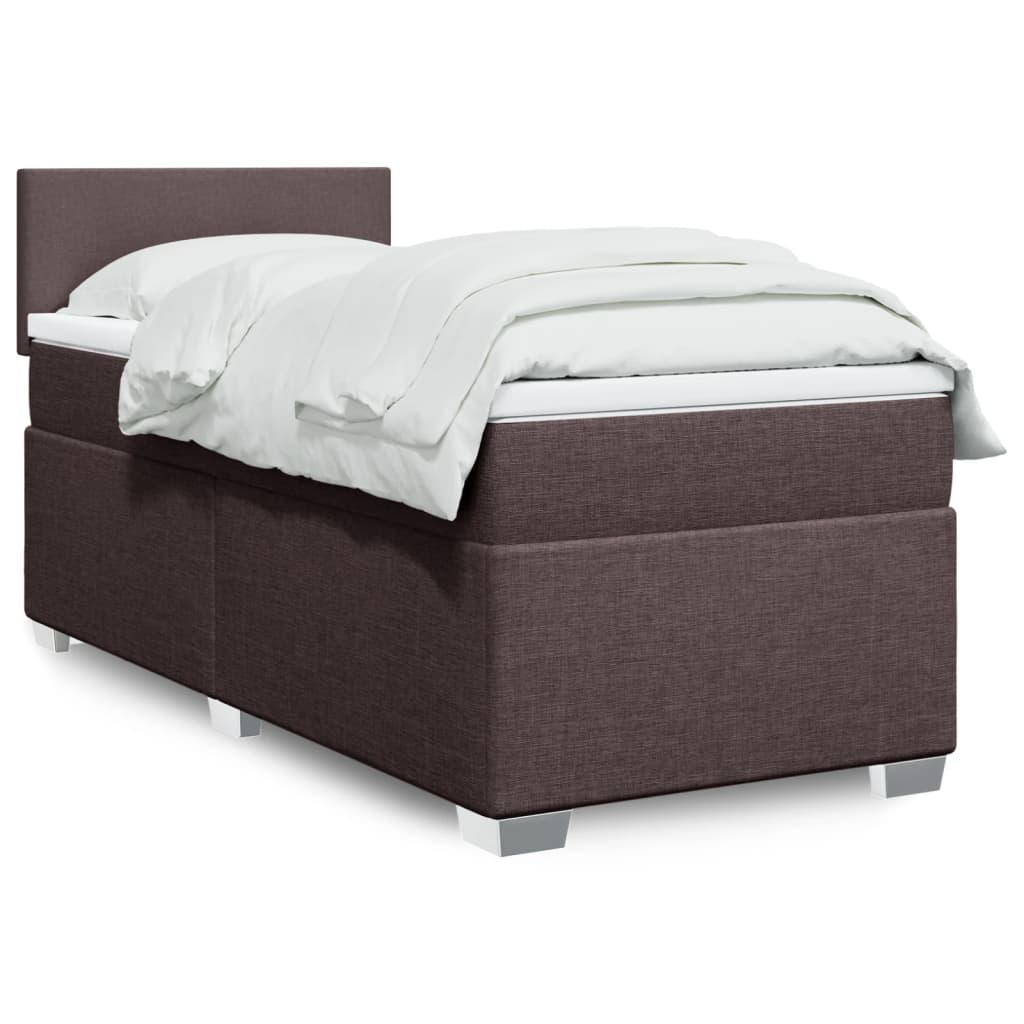 Boxspring met matras stof donkerbruin 90x190 cm is nu te koop bij PeponiXL, paradijselijk wonen!