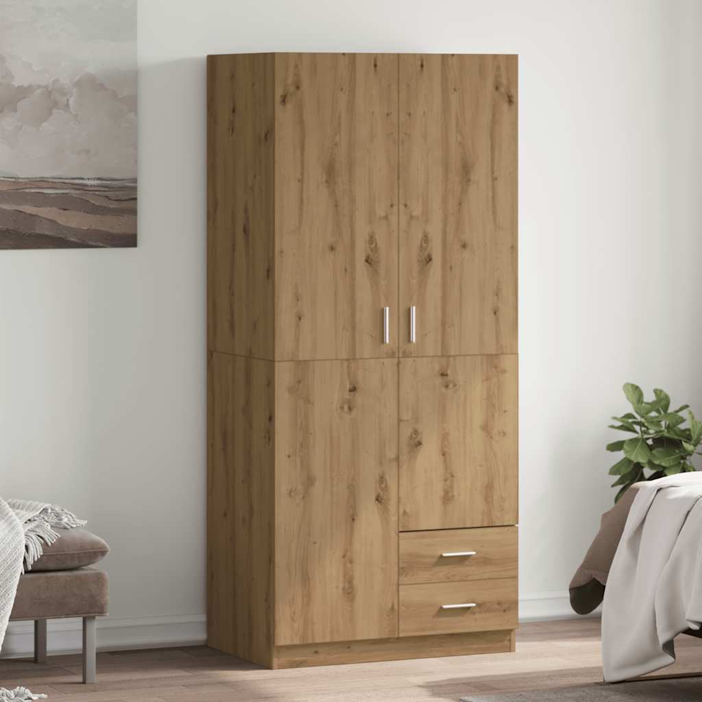 Kledingkast 80x52x180 cm bewerkt hout artisanaal eikenkleurig is nu te koop bij PeponiXL, paradijselijk wonen!