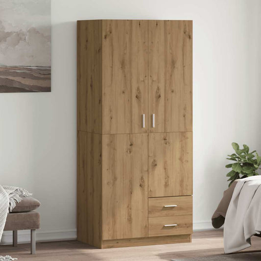 Kledingkast 80x52x180 cm bewerkt hout artisanaal eikenkleurig is nu te koop bij PeponiXL, paradijselijk wonen!