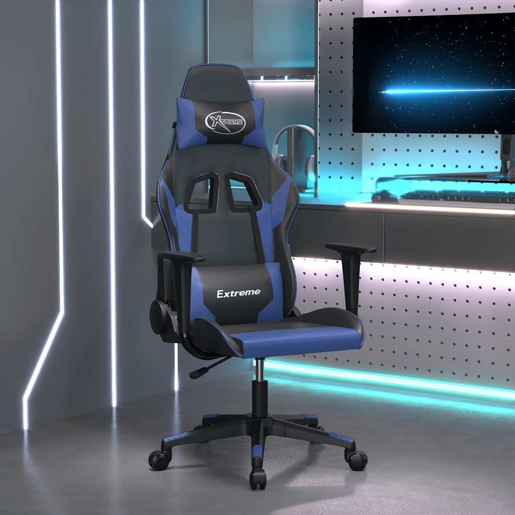 Gamestoel kunstleer zwart en blauw is nu te koop bij PeponiXL, paradijselijk wonen!