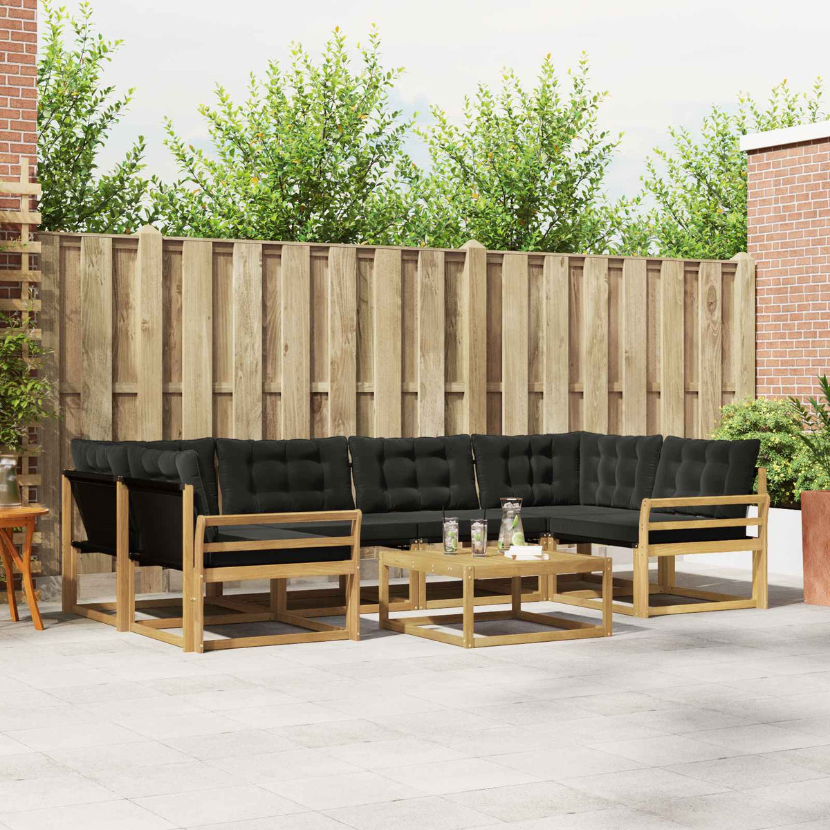 Buiten bankenset 7 pcs Wit en zwart 79 x 79 x 37 cm is nu te koop bij PeponiXL, paradijselijk wonen!