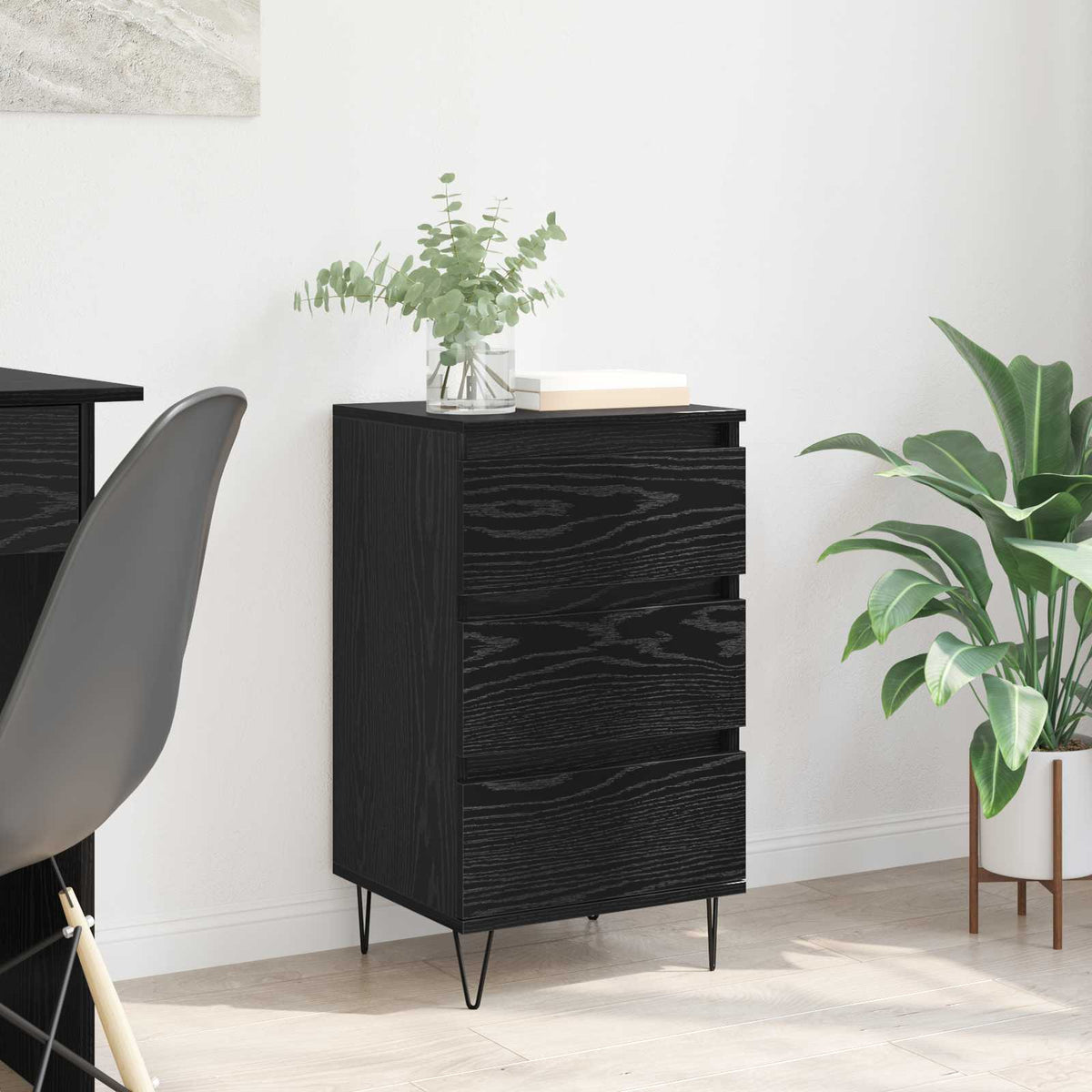 Dressoir Zwart Eiken 40 x 35 x 70 cm Gemonteerd hout en ijzer is nu te koop bij PeponiXL, paradijselijk wonen!